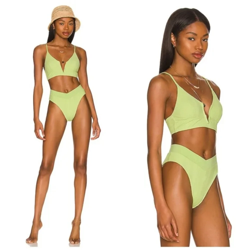 L*Space Siren Court Bikini Set Mojito Green Ribbed